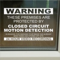 6 x These Premises are Protected by Closed Circuit Television Motion Detection-130mm Worded-Window Stickers-In reading this warning your image has already been taken and stored off site-24hr CCTV Monitored Video Recording-Self Adhesive Vinyl Sign